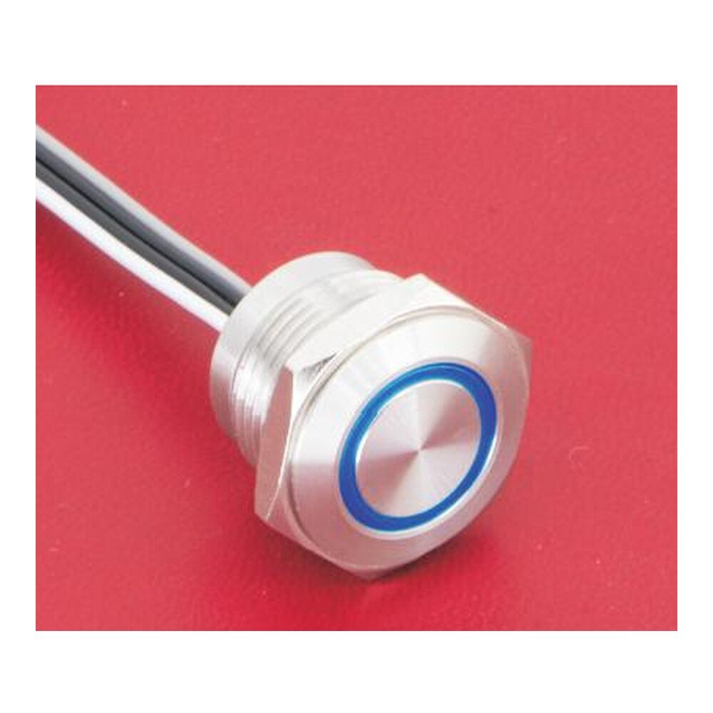 MR-MTA16F-10E 16 mm Micro-Travel Metal Push Button - Ring Illumination, 1NO, Wire Leads