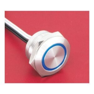 MR-MTA19F-10E 19 mm Micro-Travel Metal Push Button - Ring Illumination, 1NO, Wire Leads