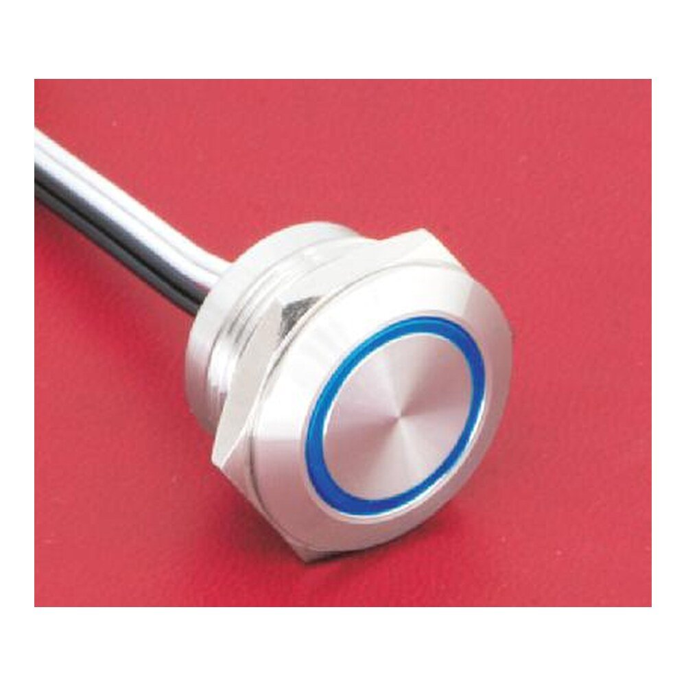 MR-MTA19F-10E 19 mm Micro-Travel Metal Push Button - Ring Illumination, 1NO, Wire Leads