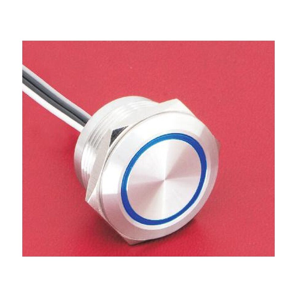 MR-MTA22F-10E 22 mm Micro-Travel Metal Push Button - Ring Illumination, 1NO, Wire Leads