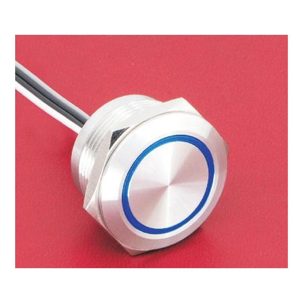 MR-MTA22F-10E 22 mm Micro-Travel Metal Push Button - Ring Illumination, 1NO, Wire Leads