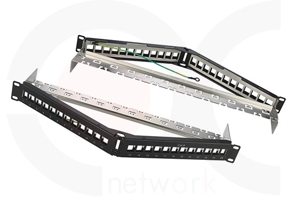 MR-PP-3033 — 19 Inch 1U 24 Ports STP Blank Angle Patch Panel