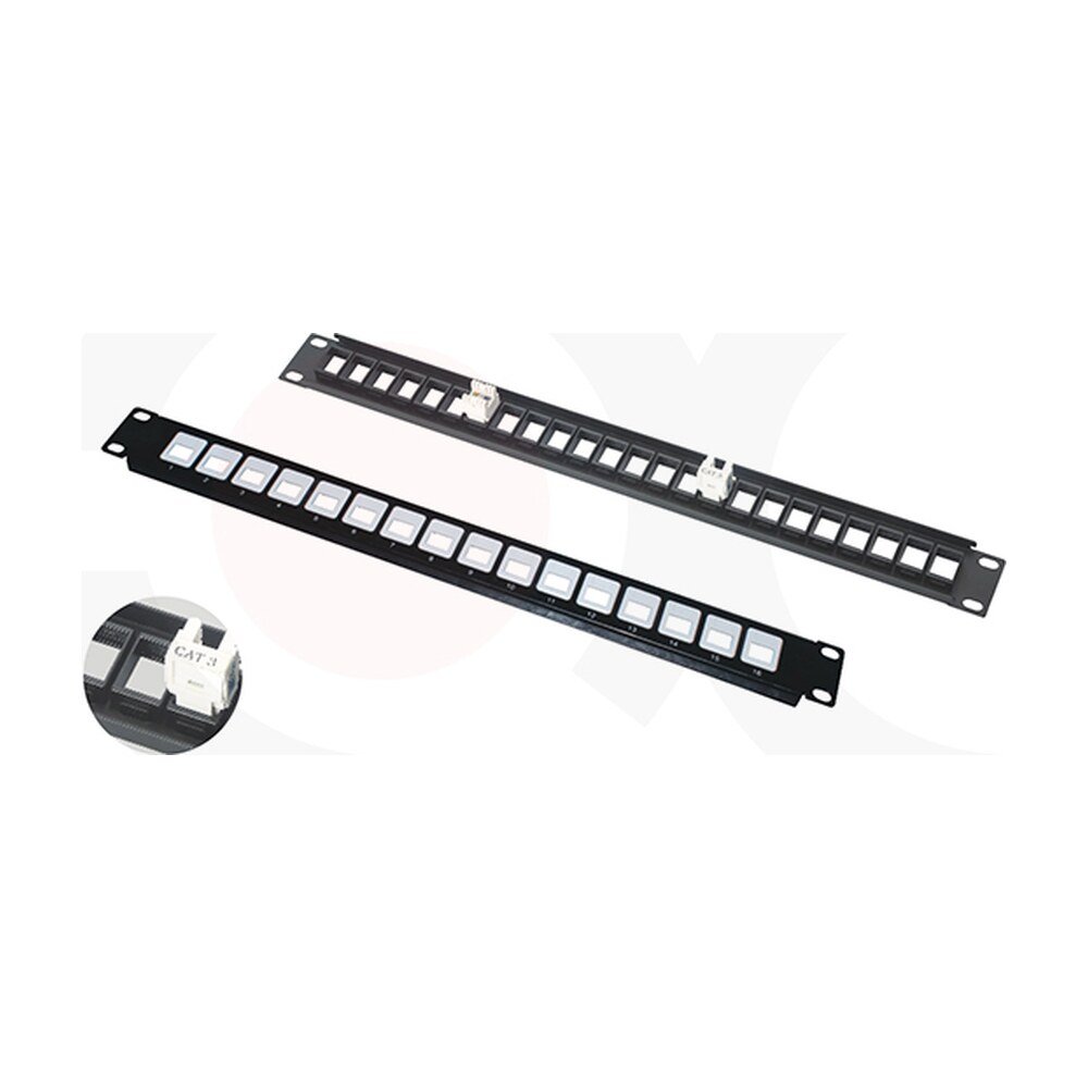 MR-PP-3040 — 19 Inch 1U 16 Ports UTP Blank Angle Patch Panel