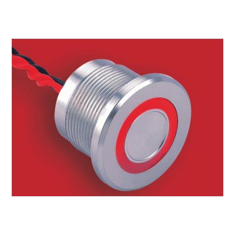 MR-PS223P-TR 22 mm Piezo Push Button - Flat Operator 3 mm, Thin Ring Illumination, IP68