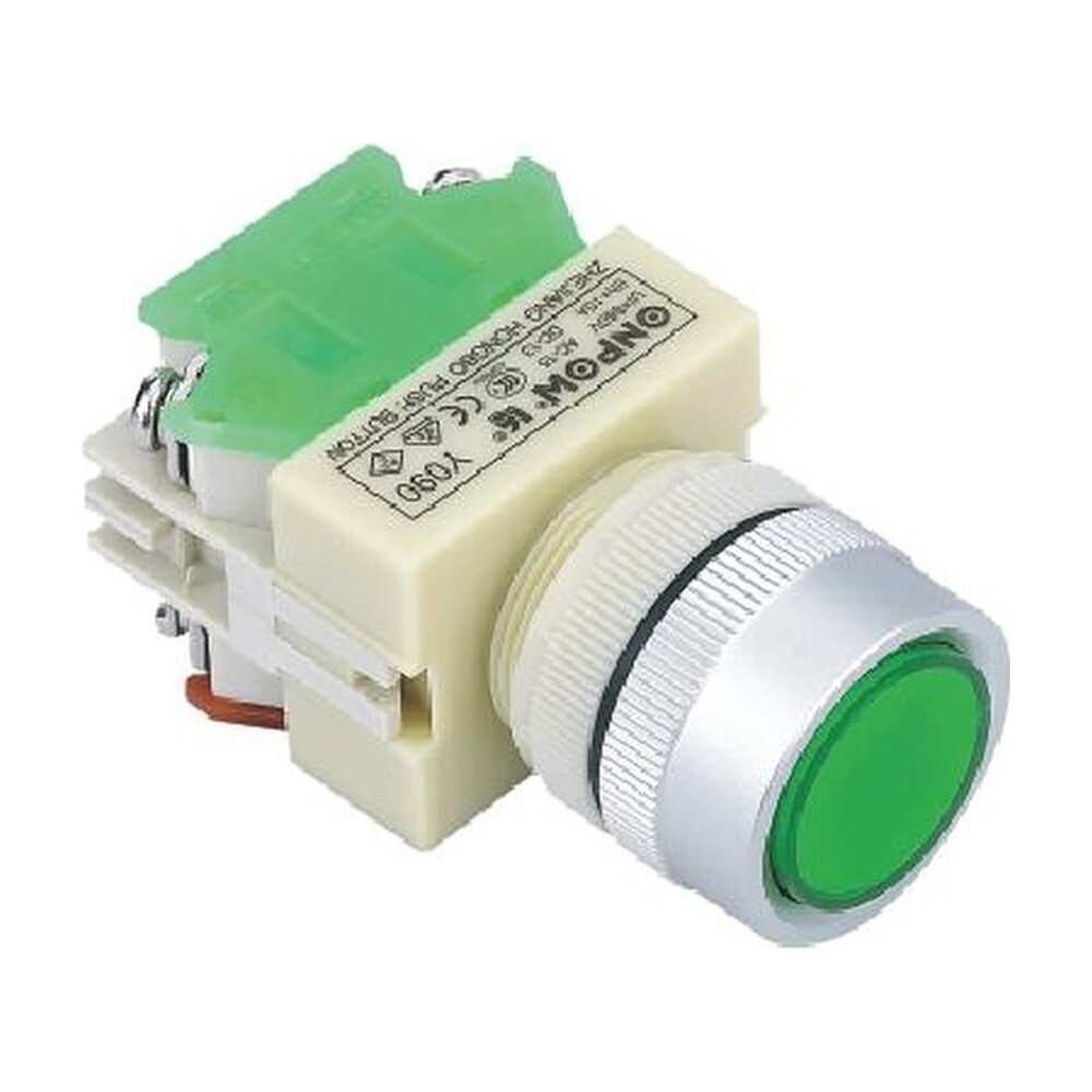 MR-Y090-S 22 mm Fast-Installation Push Button - Flat Head, Can Be Illuminated