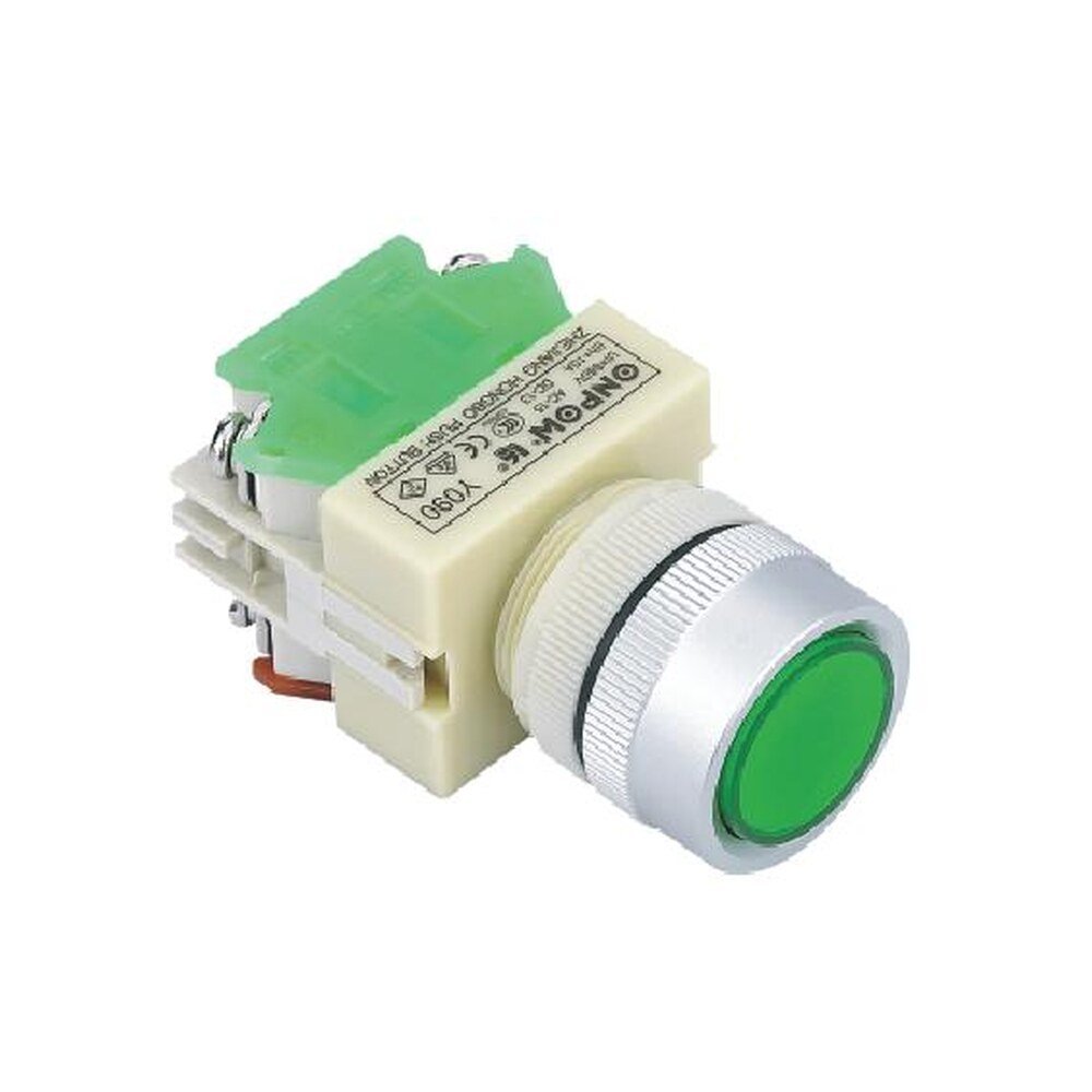 MR-Y090-S 22 mm Fast-Installation Push Button - Flat Head, Can Be Illuminated
