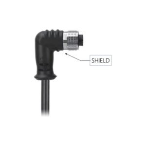 M12, A-Coded Female Right Angle Shielded to Unterminated Pigtail CableAvailable Pins 3, 4, 5, 8, 12, 17, MR-YL121007
