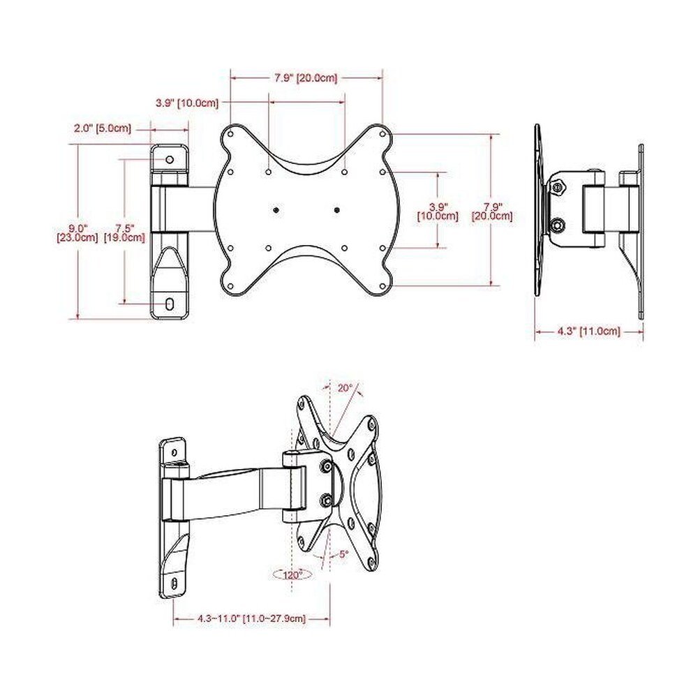 22 to 37" Full Motion TV Wall Mount MW-3A2B