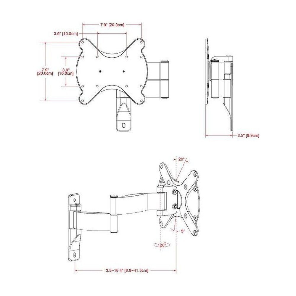 Corner TV Wall Mount - Full Motion 22 to 37" MW-3A3B