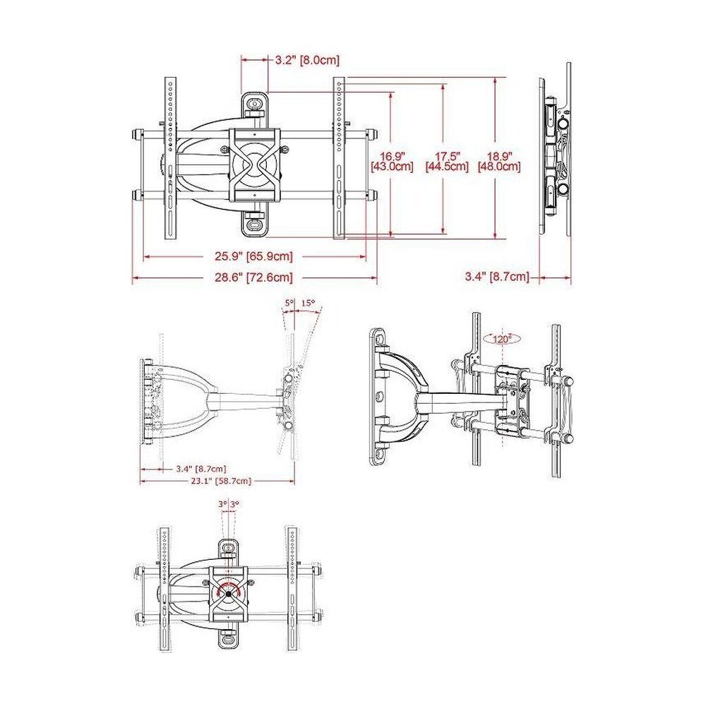 Corner TV Wall Mount - Full Motion 32 to 57" MW-5A1B