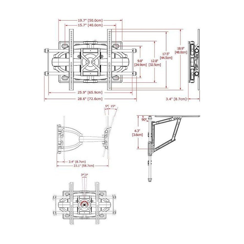 42 to 71" Full Motion TV Wall Mount - Dual Arm MW-5D1VB