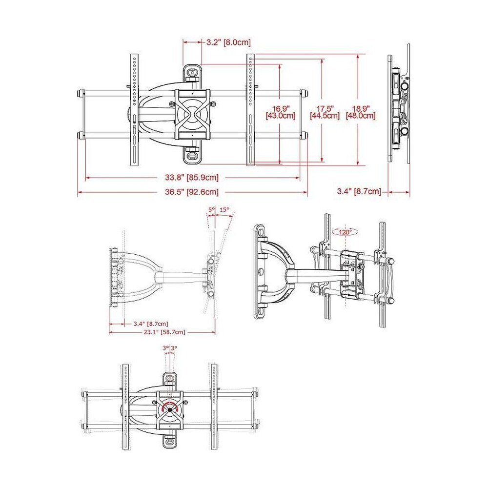 Corner TV Wall Mount - Full Motion 32 to 57" MW-6A1B