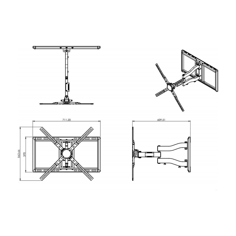 37 to 62" Full Motion TV Wall Mount MW-7A1VB