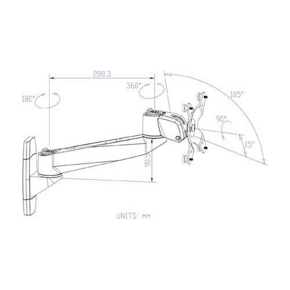 VESA Wall Mount w/ Quick Release & Single Swing Arm - MW-C1A2
