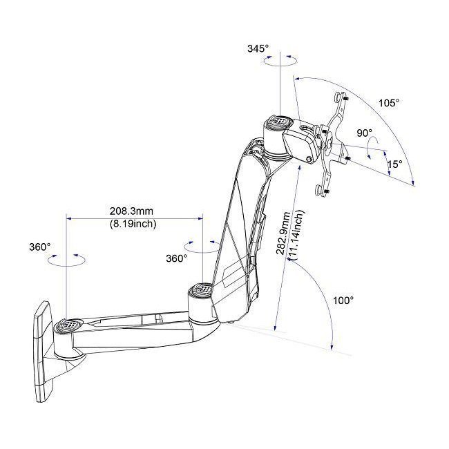VESA Wall Mount w/ Spring Arm & Quick Release - MW-C1SA2