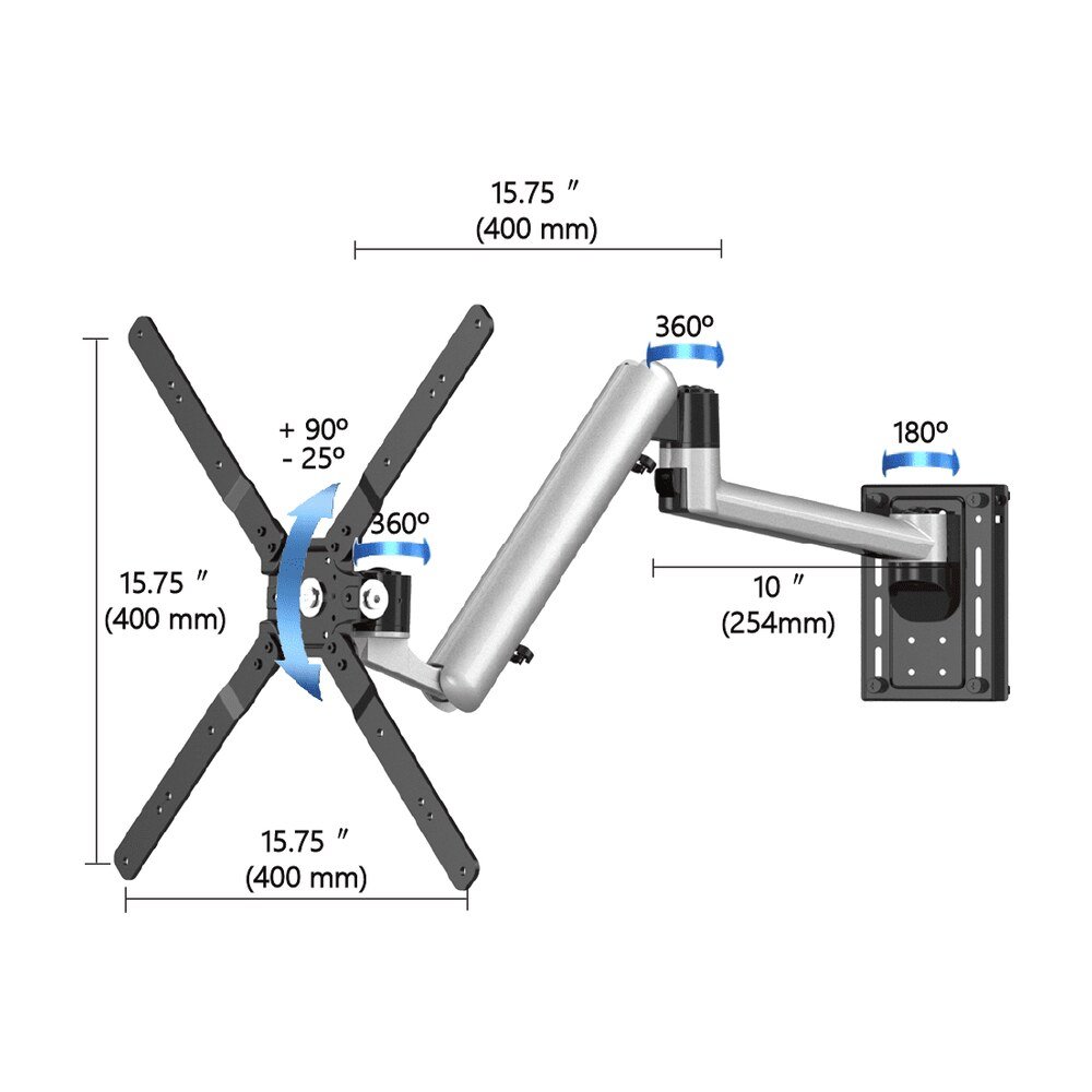 TV Slatwall Mount - Full Motion w/ Quick Release & Rotation - BL-T358