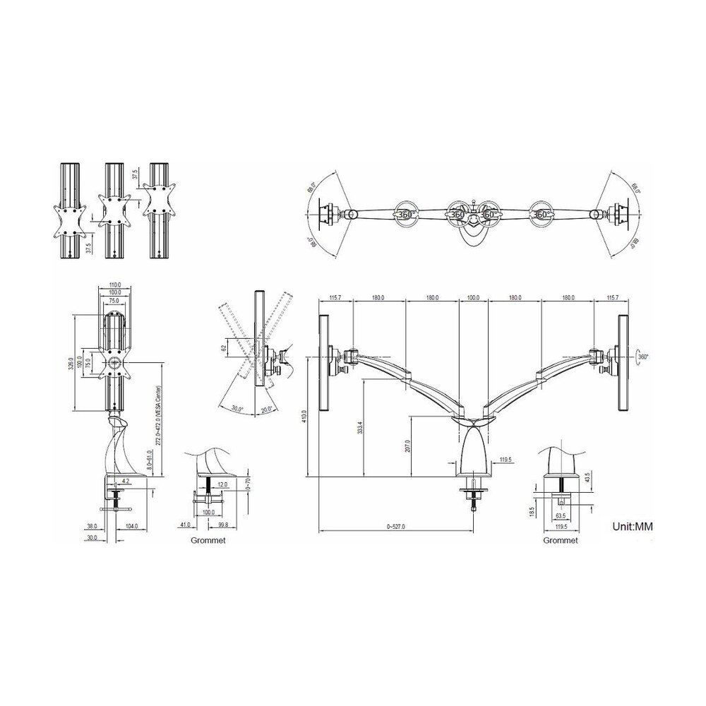 Dual Monitor Desk Mount w/ Quick Release DM-D1A4