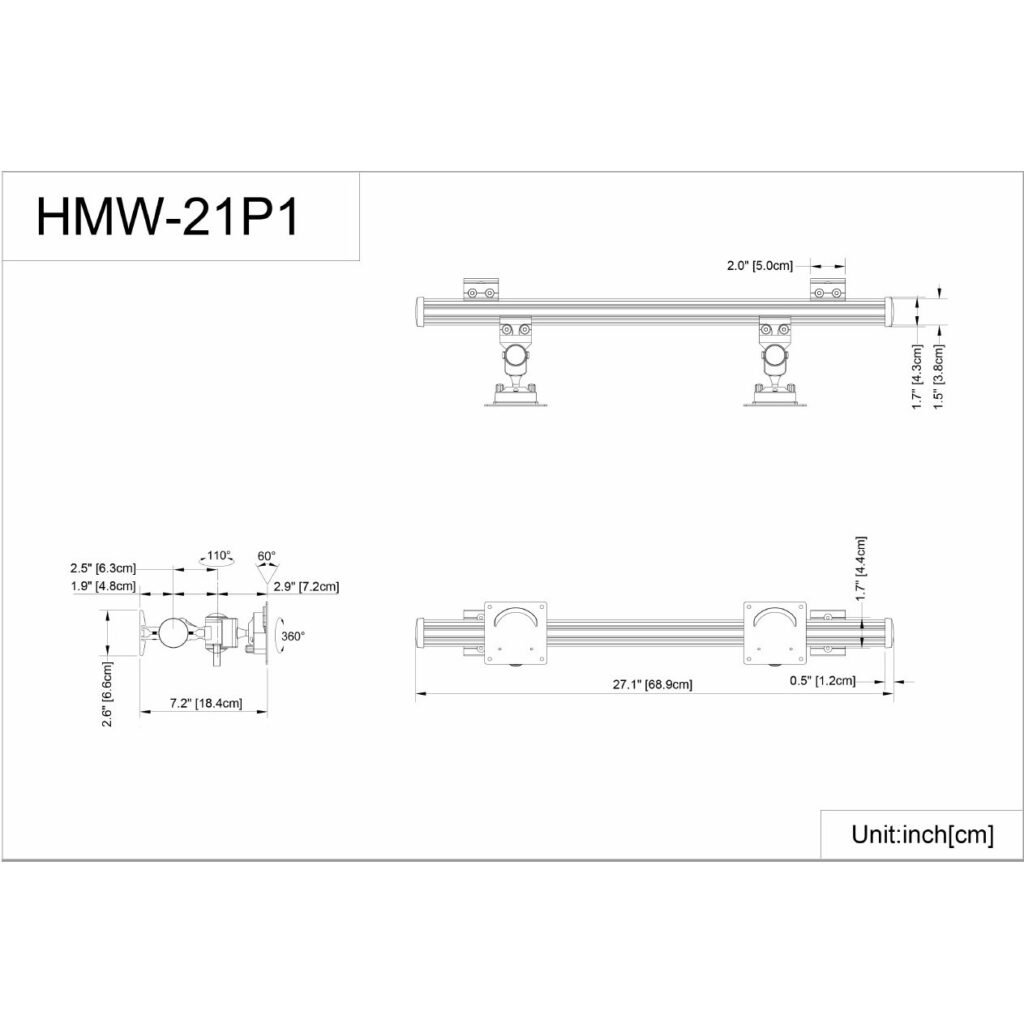 Dual Monitor Wall Mount w/ Short Arms Horizontal - HMW-21P1