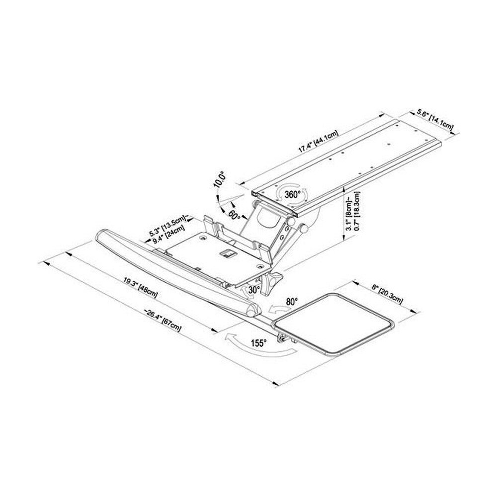 Keyboard Tray - Fully Adjustable w/ Clamp & Lever - KFB-5M