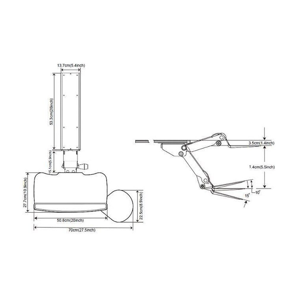 Keyboard Tray - Fully Adjustable Low Profile KS-849