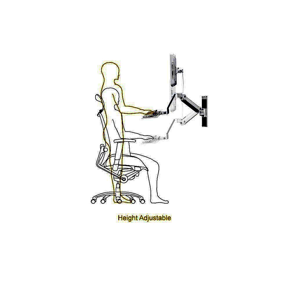 Sit-Stand Track Mount w/ Articulating Monitor Arm & Keyboard Tray - TM-SMK