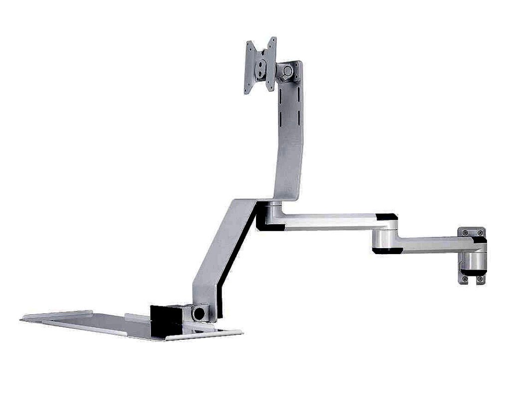 Wall Mount w/ Laterally Adjusting Monitor Arm & Keyboard Tray - WM-2VMK