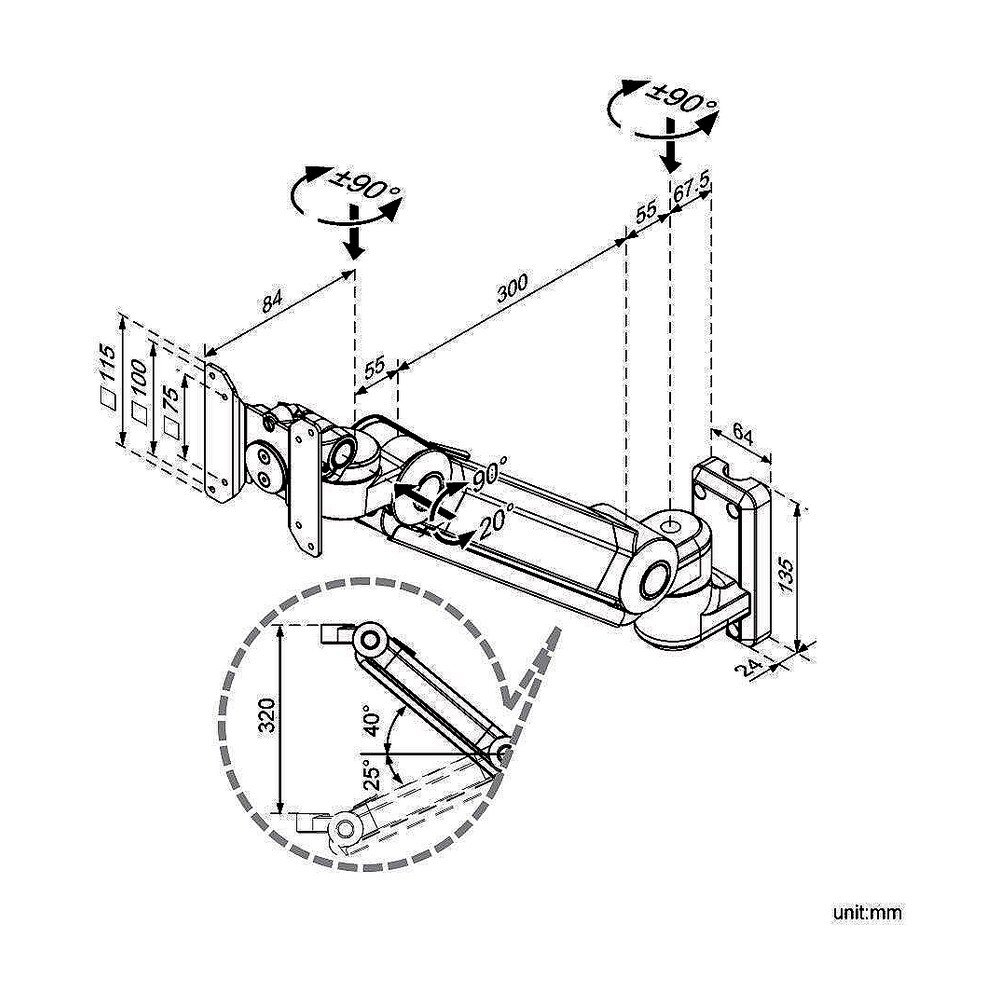 Sit-Stand Monitor Wall Mount w/ Articulating Arm - WM-SM
