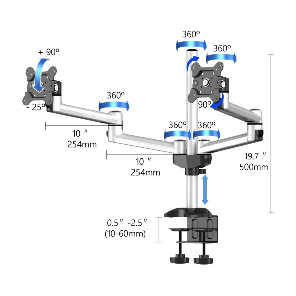Dual Monitor Stand Side by Side w/ Quick Release & Dual Arms - BL-DM133