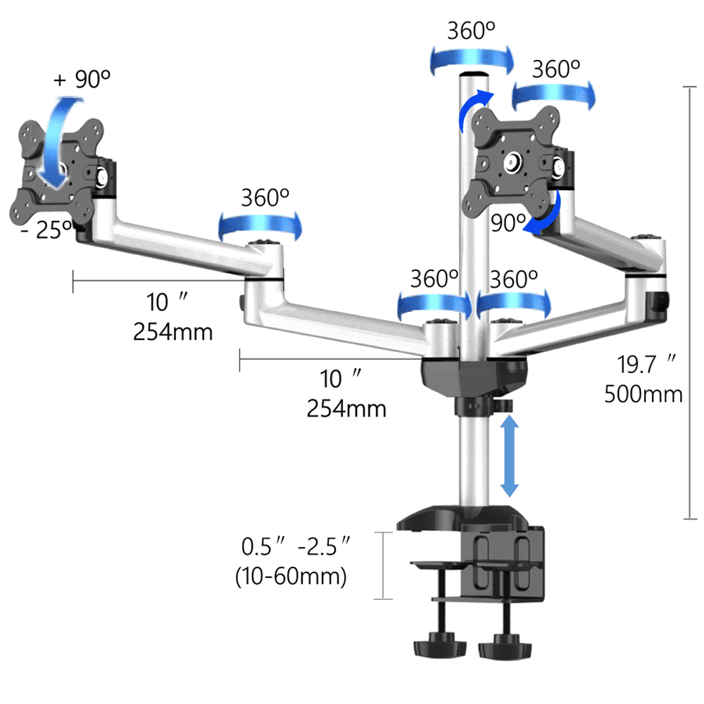 Dual Monitor Stand Side by Side w/ Quick Release & Dual Arms - BL-DM133