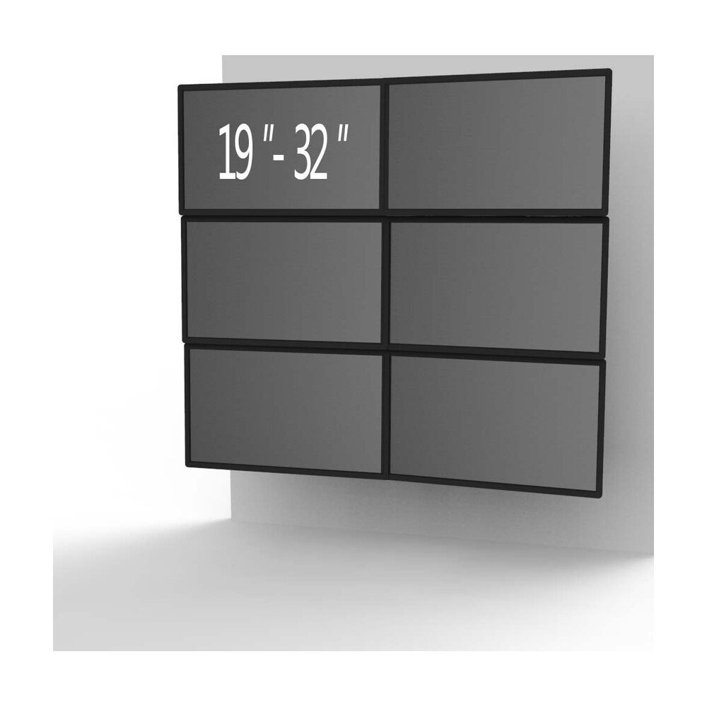 VESA Wall Mount for 6 Monitors 2x3 w/ Quick Release & Dual Arms - BL-W254