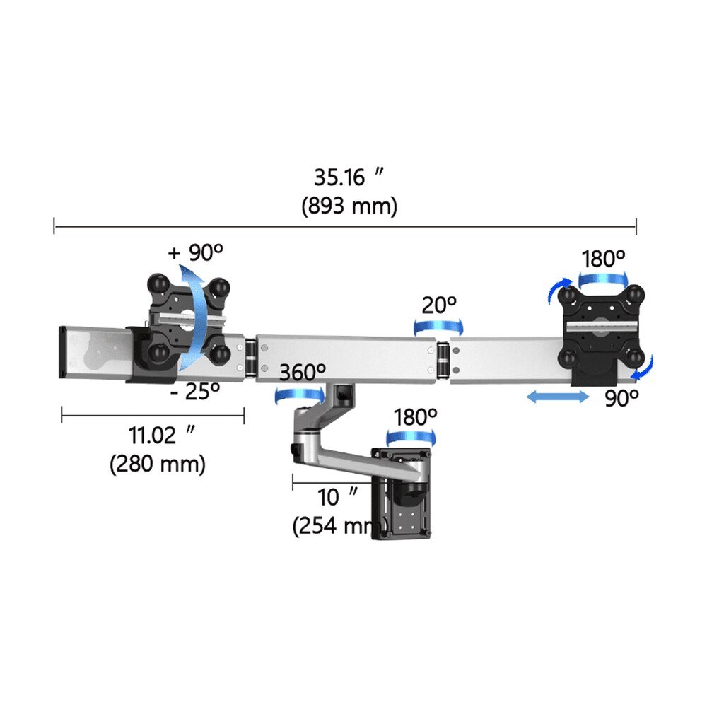 Dual Apple VESA Mount for Slatwall Dual Arm w/ Quick Release - BL-AS90