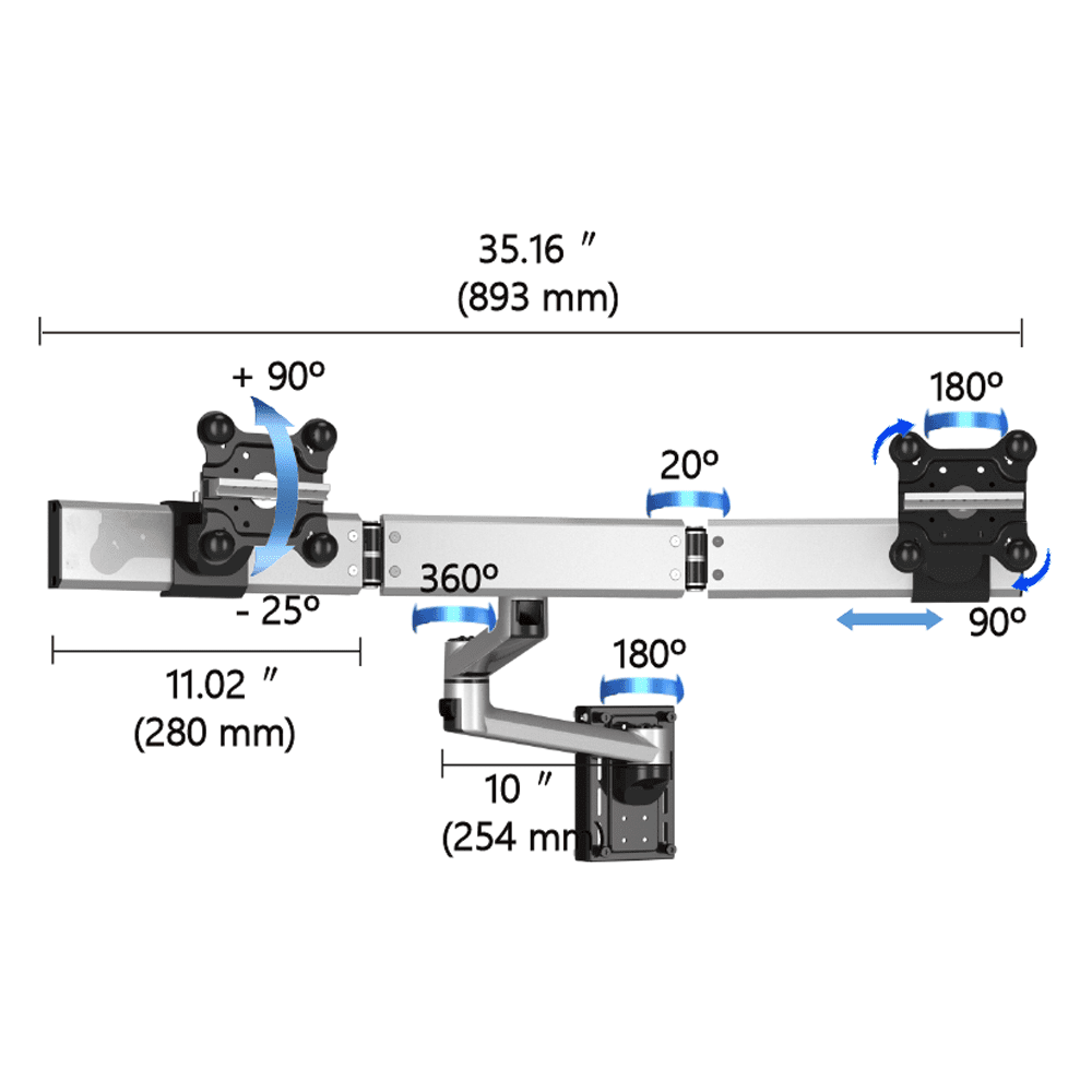 Dual Apple VESA Mount for Slatwall Dual Arm w/ Quick Release - BL-AS90