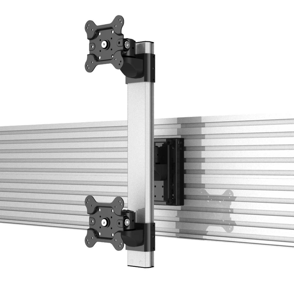 Dual VESA Mount for Slat Wall Stacked Quick Release w/ Low Profile - BL-S285