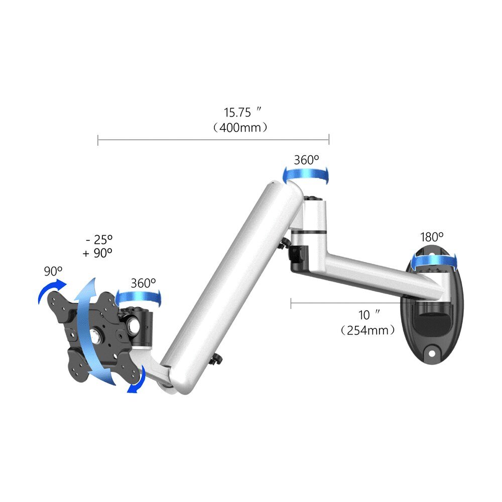 VESA Wall Mount Full Motion w/ Spring Arm & Quick Release - BL-W197