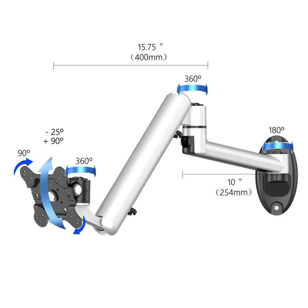 VESA Wall Mount Full Motion w/ Spring Arm & Quick Release - BL-W197