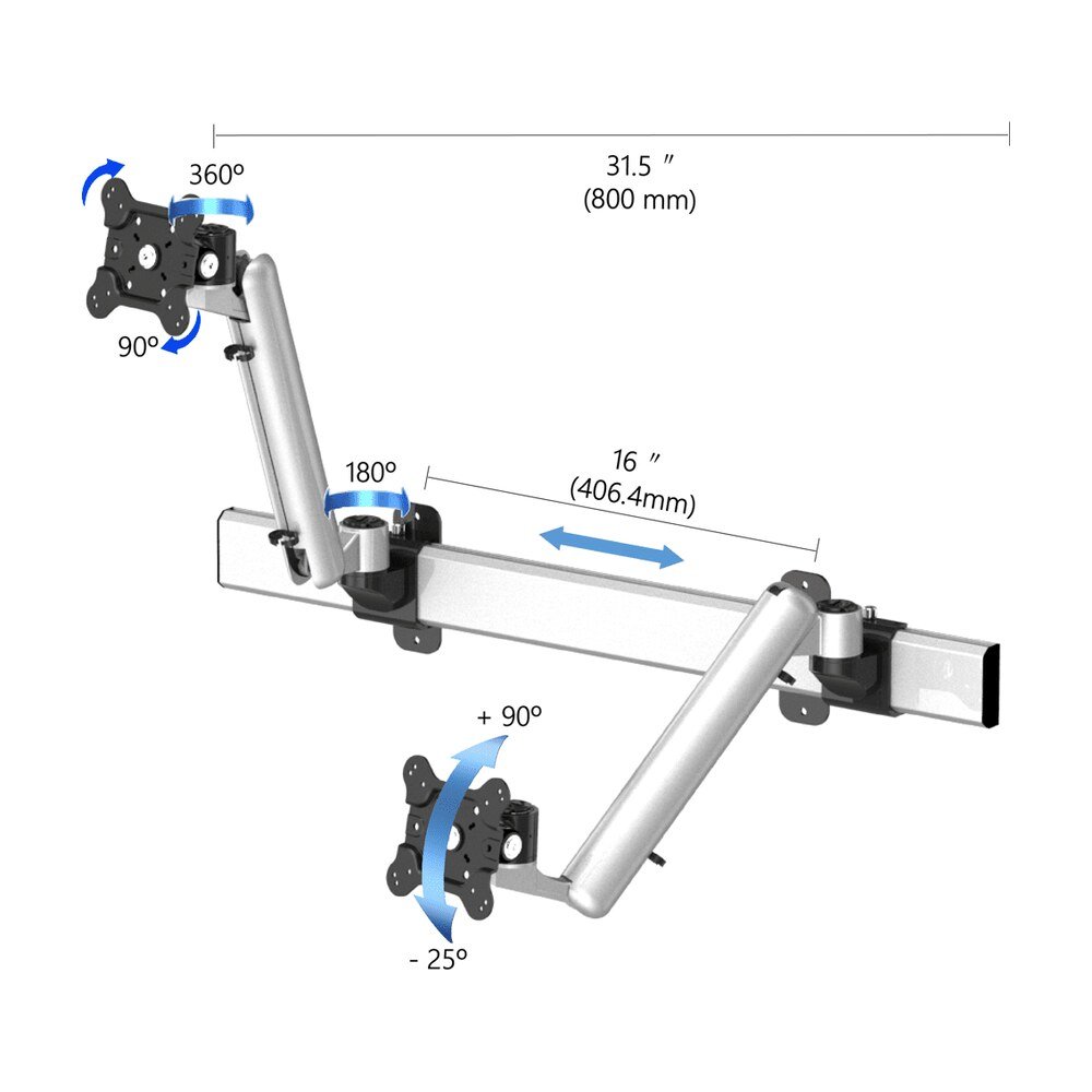 Dual VESA Wall Mount Quick Release Two Orientations w/ Spring Arms - BL-W226