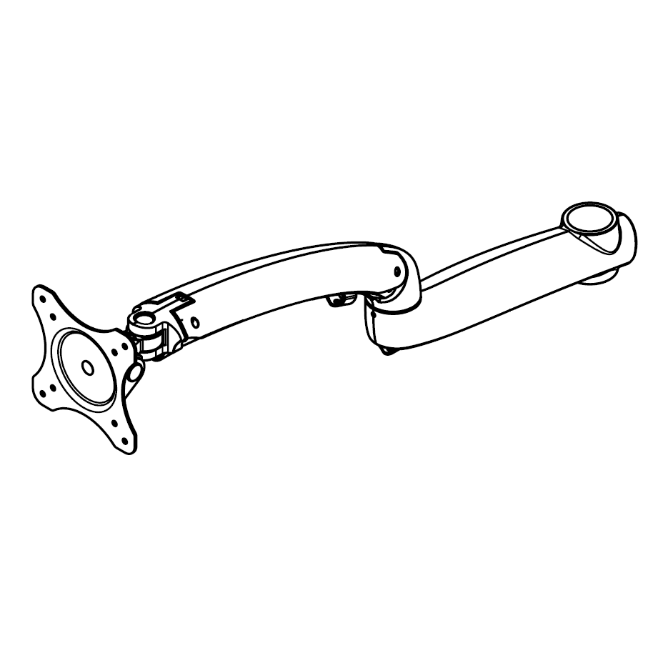 Dual Arm for HD VESA Mount D Series Silver (Supports 1 Monitor) - PC311-HD-S