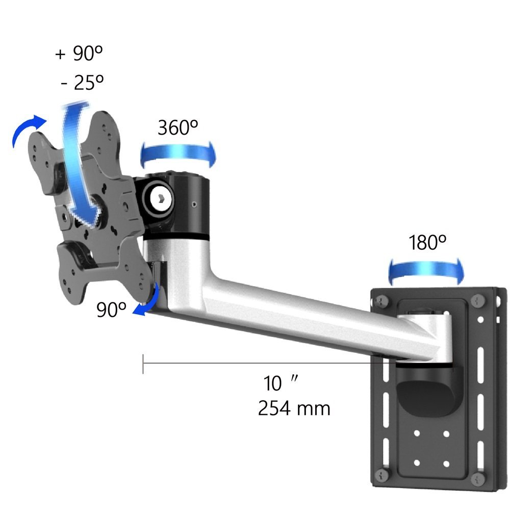 VESA Mount for Slatwall w/ Quick Release Single Arm - BL-S279