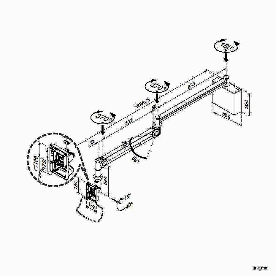 Monitor Arm - Long Reach w/ Wall Box MW-M125WBN