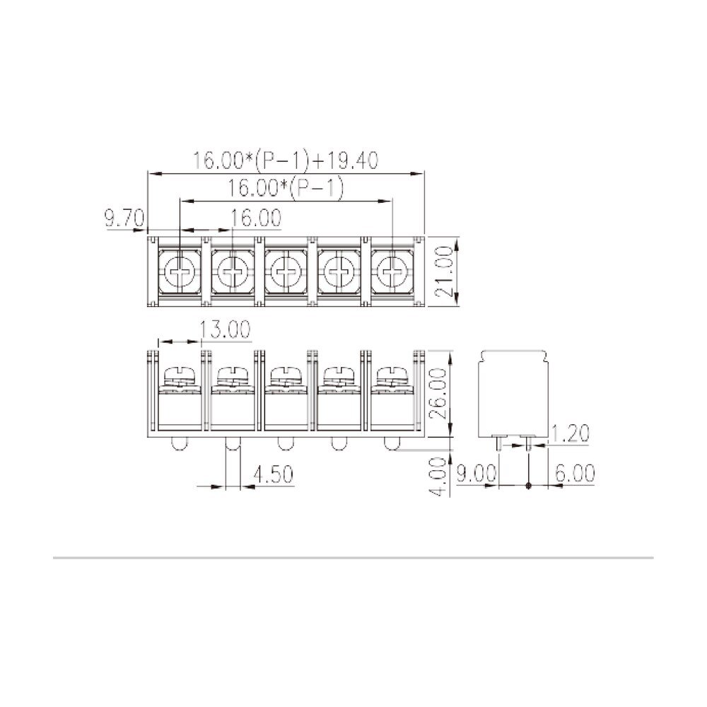 0166-80XX — Barrier terminal blocks , Screw connection