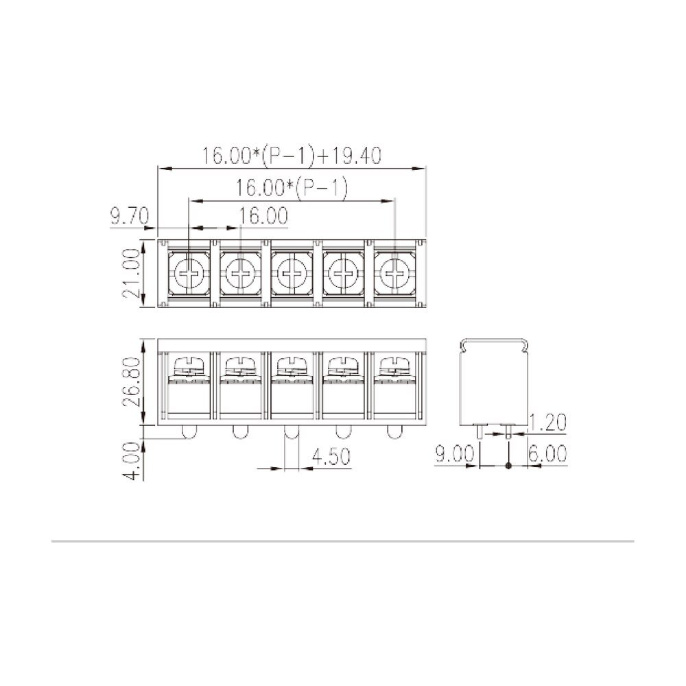 0166-80XXC — Barrier terminal blocks , Screw connection