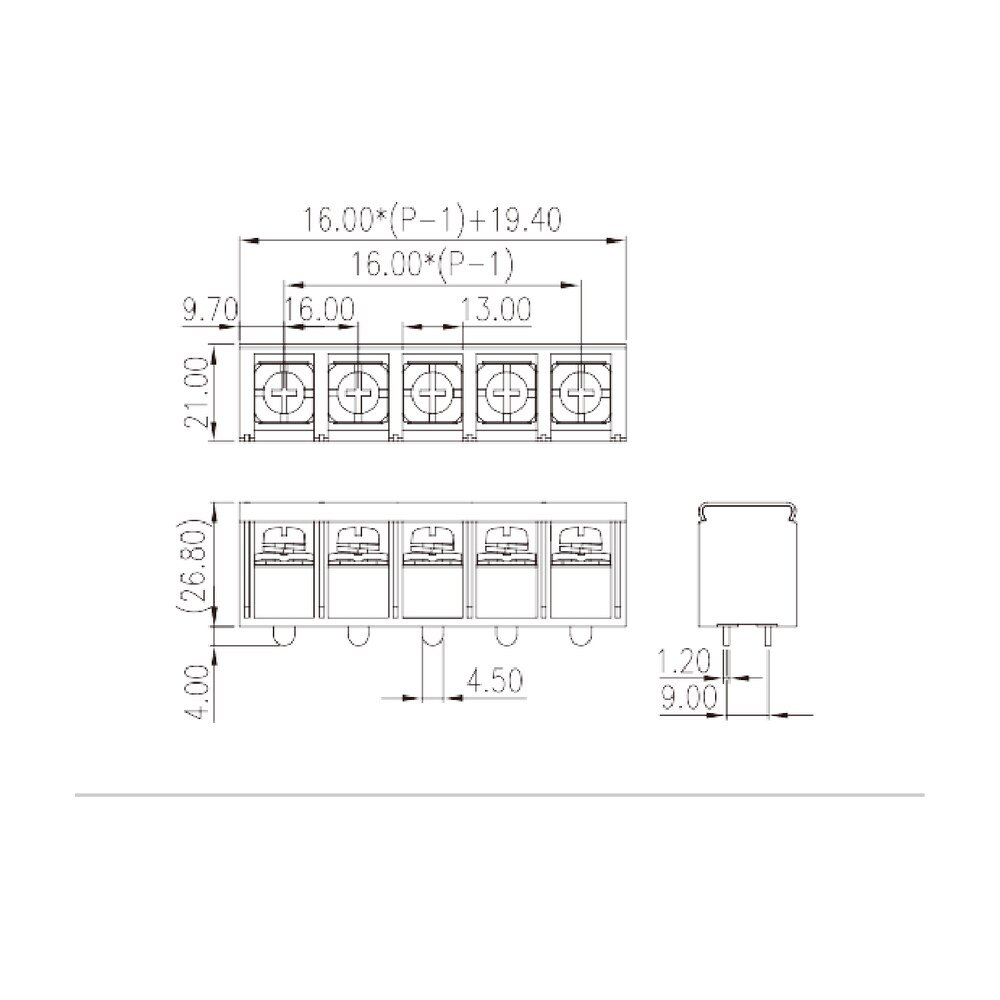 0167-80XXC — Barrier terminal blocks , Screw connection