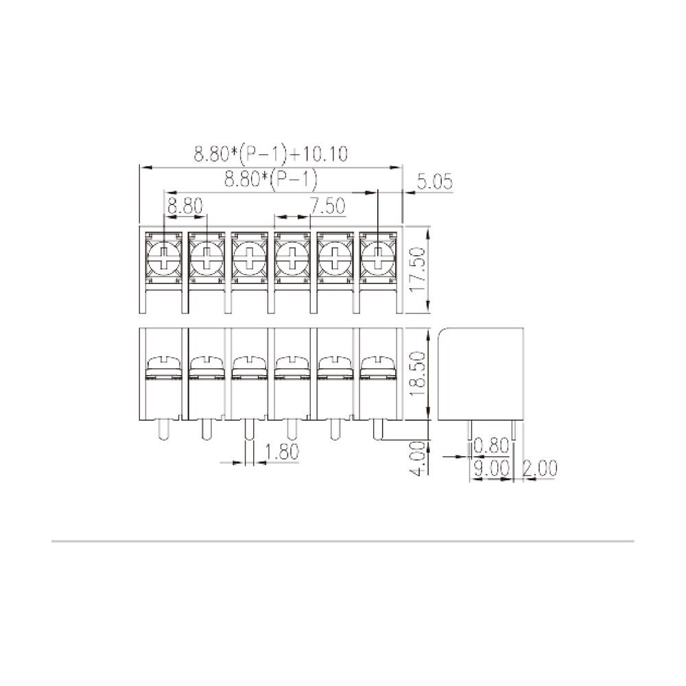 0167-90XX — Barrier terminal blocks , Screw connection