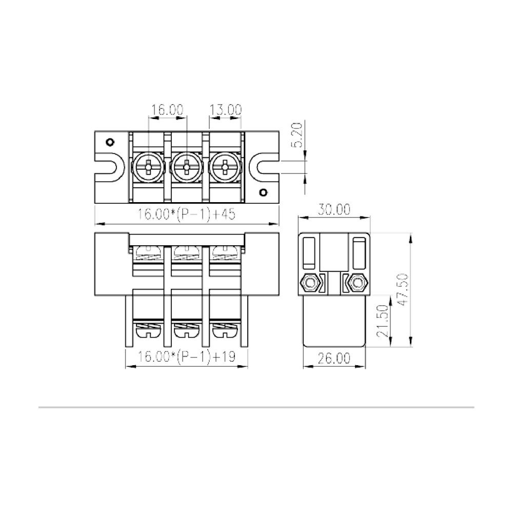 0168-42XX — Barrier terminal blocks, Screw connection