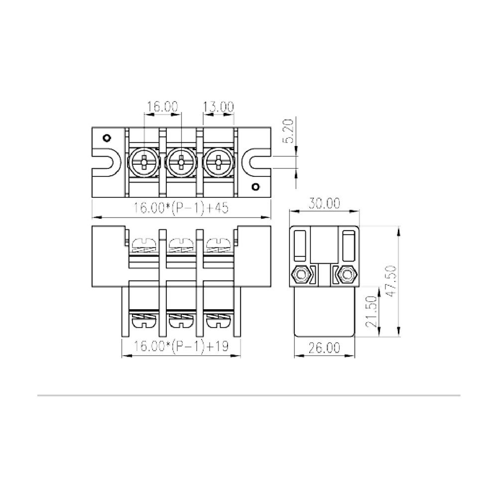 0168-43XX — Barrier terminal blocks, Screw connection