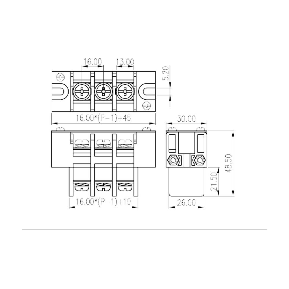 0168-45XX — Barrier terminal blocks, Screw connection