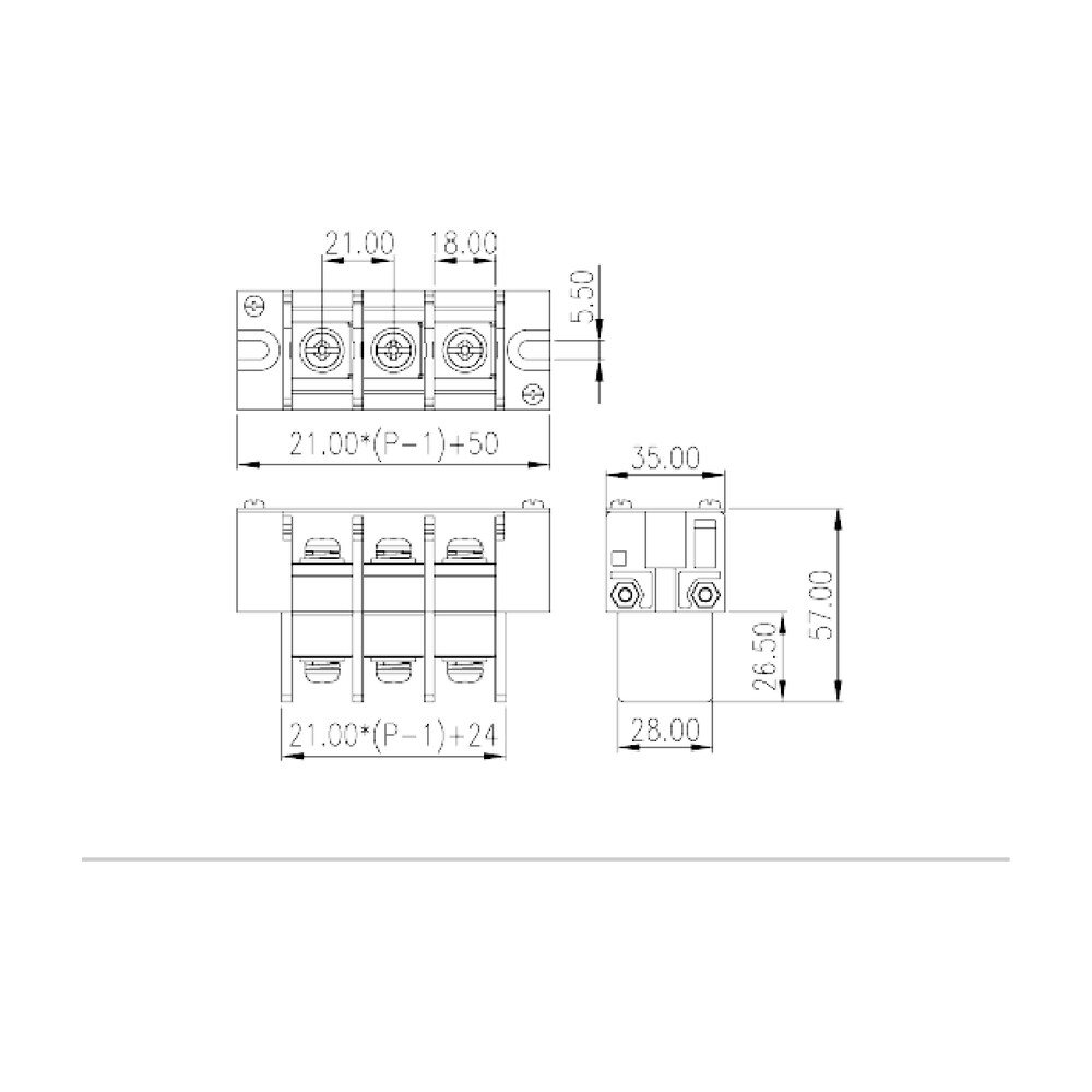 0168-54XX — Barrier terminal blocks, Screw connection