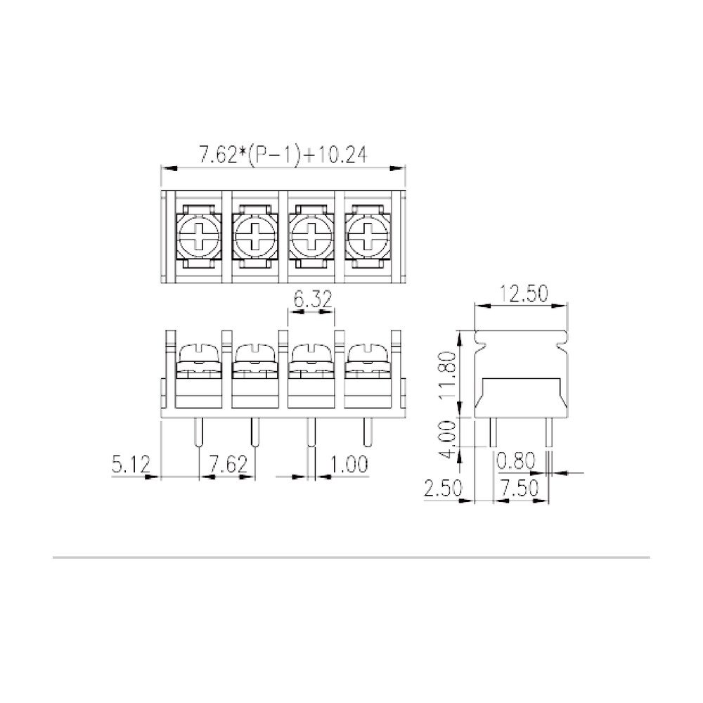 0186-10XX — Single Row, Screw Connection