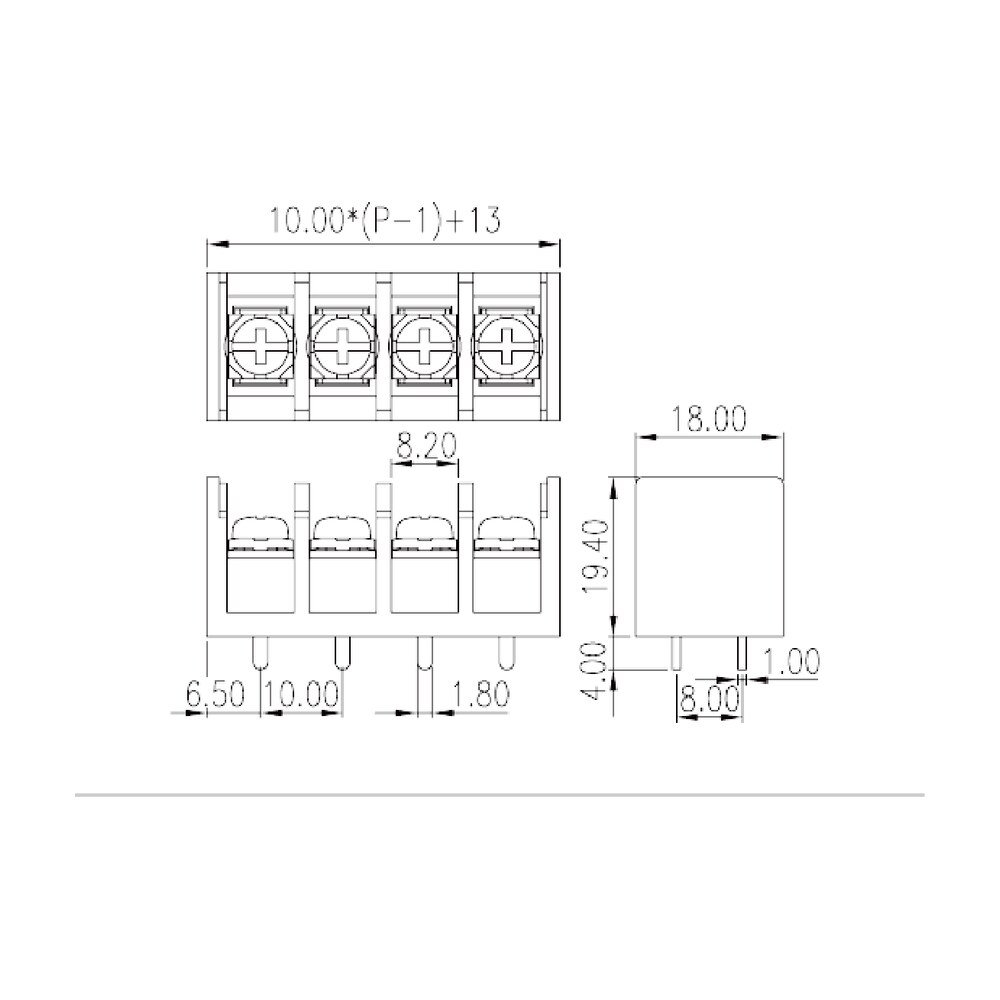 0186-40XX — Single Row, Screw Connection