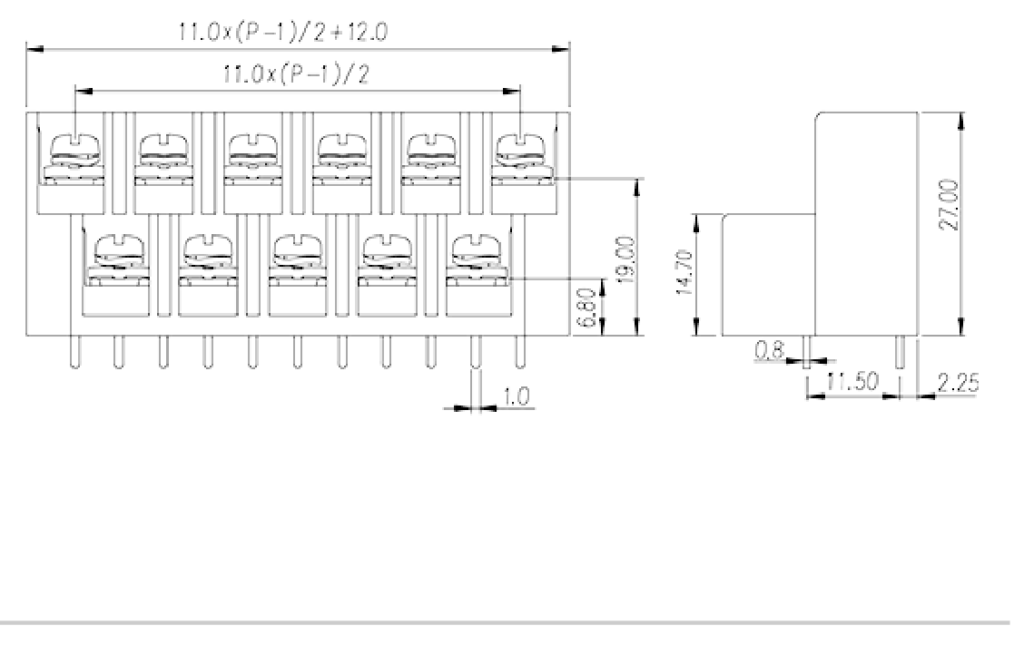 0222-10XX — Barrier terminal blocks , Screw connection